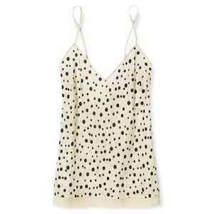 ULRIKA VALLANCE LACE TRIM SILK CAMI BLACK POLKA DOTS SIZE M LOUNGEWEAR